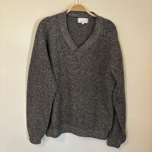 Dunhill Other - Dunhill 100% Cashmere V Neck Sweater Men Medium Gray Knit Scotland - Stain